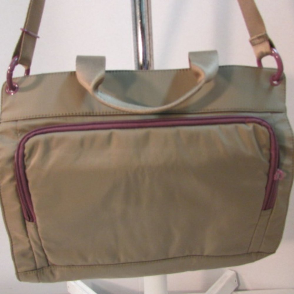 Beside-U Beige Nylon Crossbody Messenger Bag